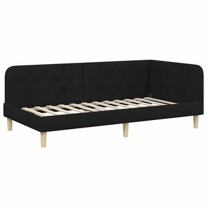 vidaXL Cadre de lit d'angle avec t&ecirc;te de lit Noir 90 x 200 cm tissu