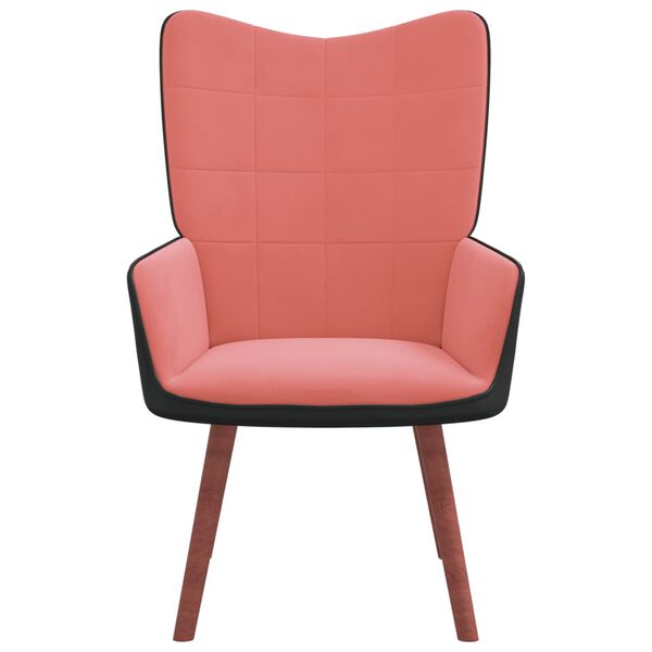 vidaXL Chaise de relaxation Rose Velours et PVC