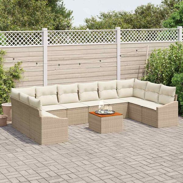 vidaXL Ensemble de canap&eacute; de jardin 11 pcs Beige polyrotin