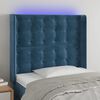 vidaXL T&ecirc;te de lit &agrave; LED Bleu fonc&eacute; 103x16x118/128 cm Velours
