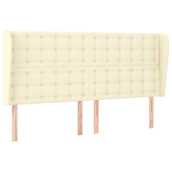 vidaXL T&ecirc;te de lit avec oreilles Cr&egrave;me 163x23x118/128 cm Similicuir