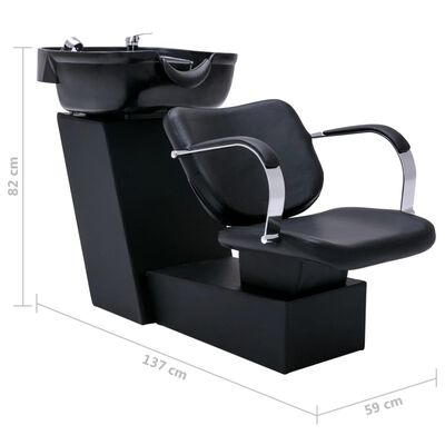 vidaXL Chaise de salon avec lavabo Noir 137x59x82 cm Similicuir