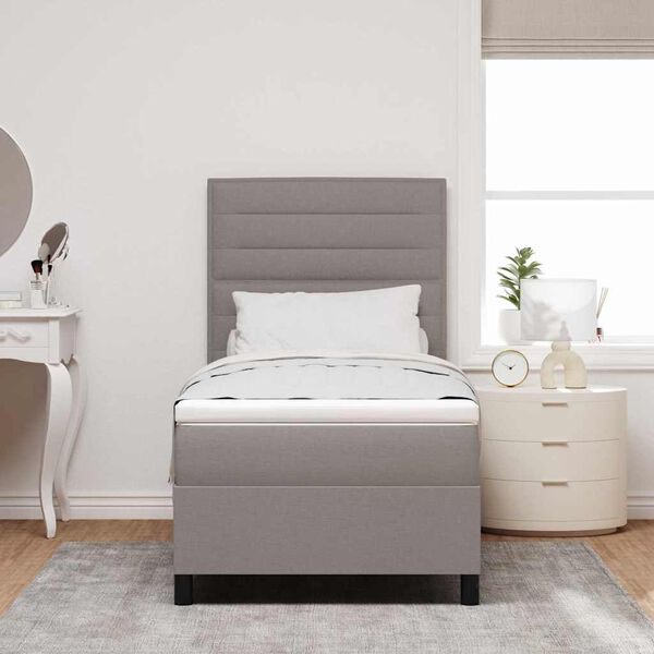 vidaXL Lit &agrave; ressorts avec matelas avec LED Taupe 100 x 200 cm tissu