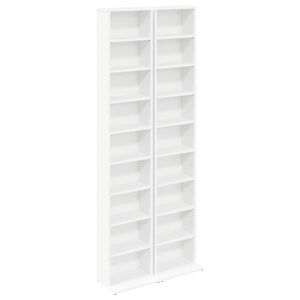 vidaXL Meuble CD 2 pc Blanc 33 x 23,5 x 175 cm Bois d'ing&eacute;nierie