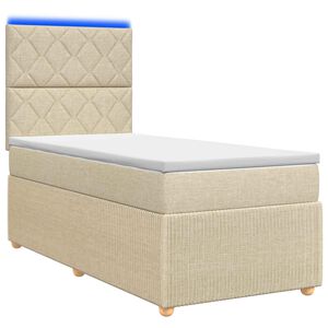 vidaXL Lit boxspring LED avec matelas Cr&egrave;me 80 x 200 cm Tissu