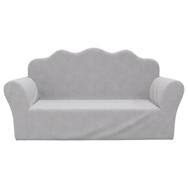 vidaXL Canap&eacute; pour enfants &agrave; 2 places Gris clair Peluche douce
