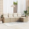 vidaXL Canap&eacute; d&rsquo;ext&eacute;rieur avec coussin 5 pcs Beige polyrotin