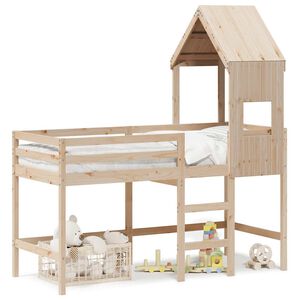 vidaXL Lit superpos&eacute; avec &eacute;chelle et toit sans matelas 90x190 cm