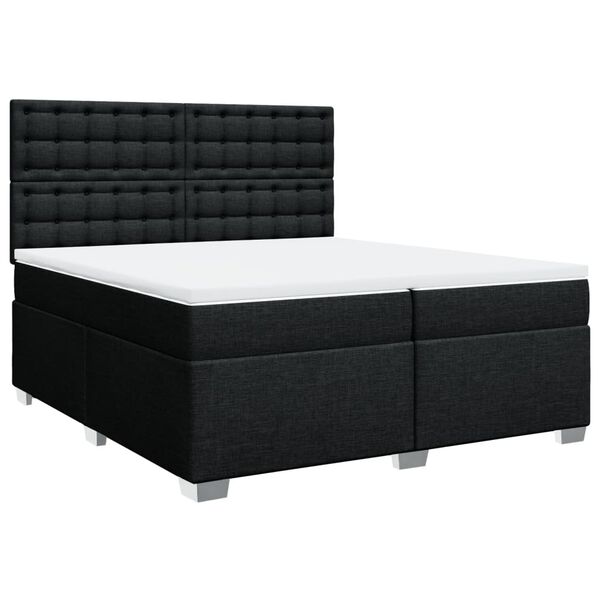 vidaXL Sommier &agrave; lattes de lit avec matelas Noir 200x200 cm Tissu