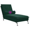 vidaXL Chaise longue de massage avec traversin vert fonc&eacute; velours