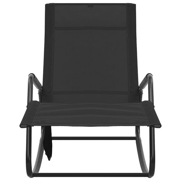 vidaXL Chaise longue Acier et textil&egrave;ne Noir