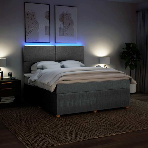vidaXL Sommier &agrave; lattes de lit avec matelas Gris clair 180x200cm Tissu