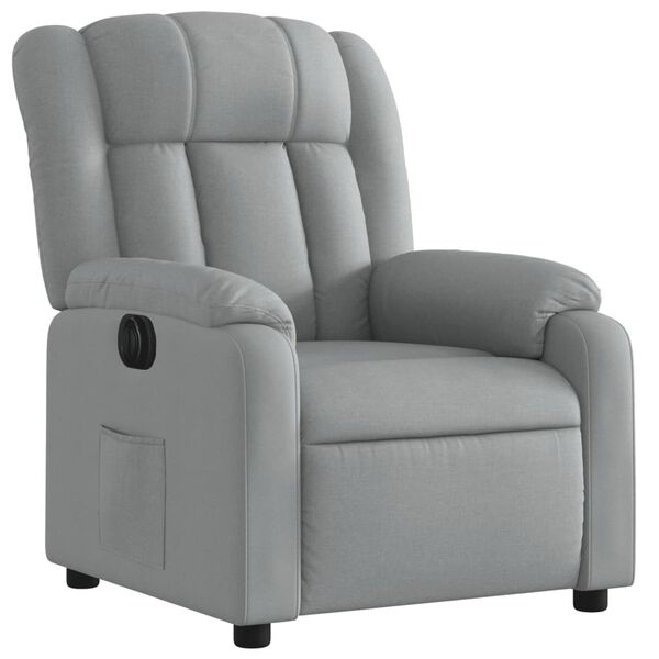 vidaXL Fauteuil inclinable &eacute;lectrique Gris clair Tissu