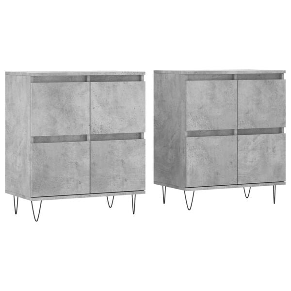 vidaXL Buffets 2 pcs gris b&eacute;ton bois d'ing&eacute;nierie