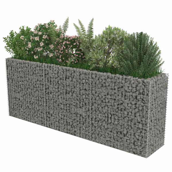 vidaXL Lit sur&eacute;lev&eacute; &agrave; gabion Acier galvanis&eacute; 270x50x100 cm