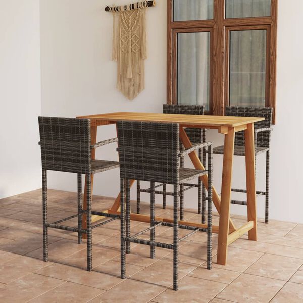 vidaXL Ensemble de bar de jardin 5 pcs Gris