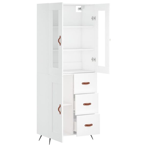 vidaXL Buffet haut Blanc 69,5x34x180 cm Bois d'ing&eacute;nierie