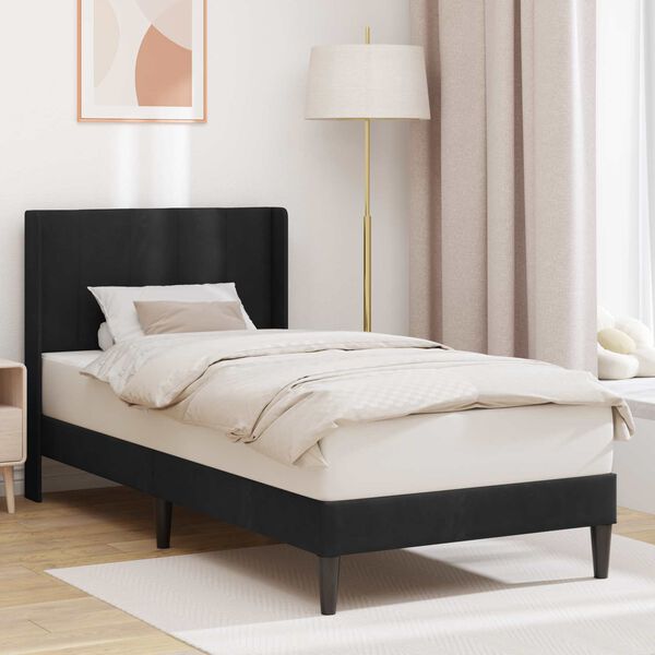vidaXL Cadre de lit avec t&ecirc;te de lit Noir 90 x 200 cm Velours