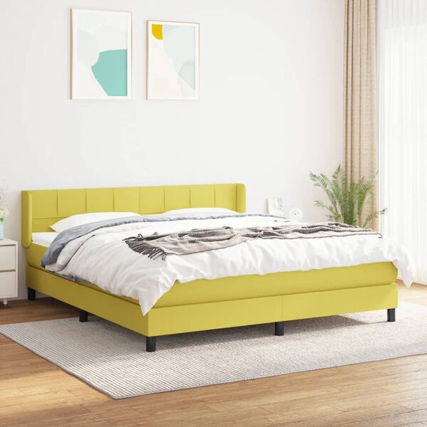 vidaXL Sommier &agrave; lattes de lit avec matelas Vert 160x200 cm Tissu