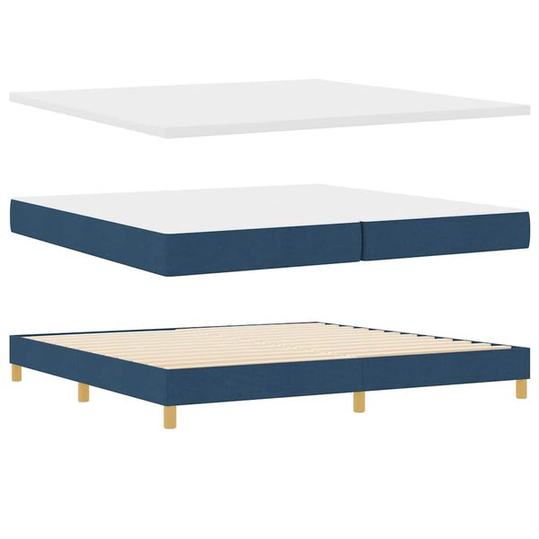 vidaXL Lit &agrave; Ressorts avec matelas Bleu 200 x 200 cm tissu