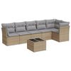 vidaXL Salon de jardin avec coussins 7 pcs beige r&eacute;sine tress&eacute;e