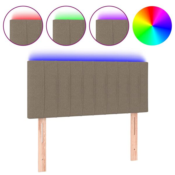 vidaXL T&ecirc;te de lit &agrave; LED Taupe 90x5x78/88 cm Tissu
