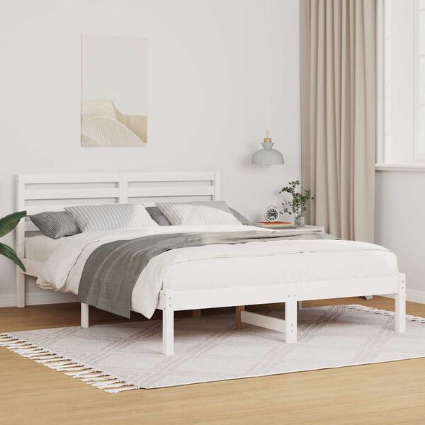 vidaXL Cadre de lit avec t&ecirc;te de lit Blanc 140 x 190 cm Pin massif