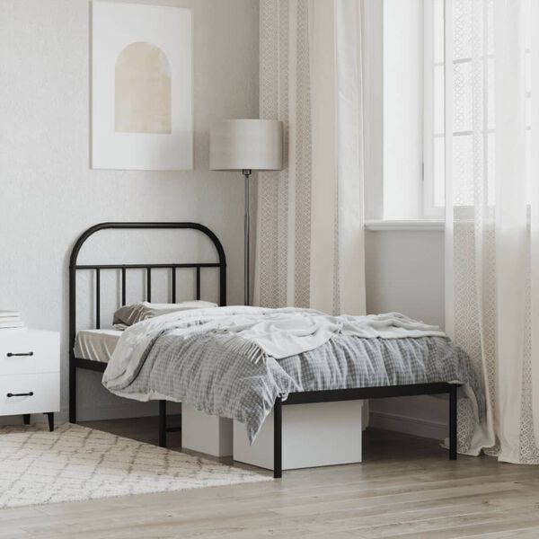 vidaXL Cadre de lit m&eacute;tal sans matelas avec t&ecirc;te de lit noir 80x200 cm