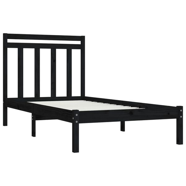 vidaXL Cadre de lit sans matelas noir 100x200 cm bois massif