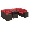 vidaXL Salon de jardin 10 pcs et coussins marron r&eacute;sine tress&eacute;e acacia