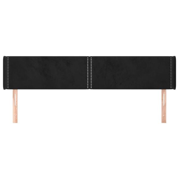vidaXL T&ecirc;te de lit avec oreilles Noir 163x16x78/88 cm Velours