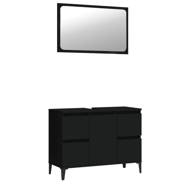 vidaXL Ensemble de meubles salle de bain 2 pcs noir bois d'ing&eacute;nierie