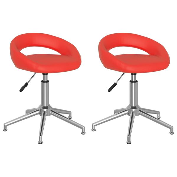 vidaXL Chaises &agrave; manger pivotantes lot de 2 rouge similicuir
