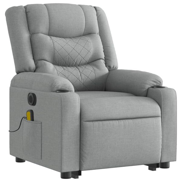 vidaXL Fauteuil inclinable de massage &eacute;lectrique Gris clair Tissu