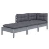 vidaXL Salon de jardin 3 pcs avec coussins Bois de pin massif