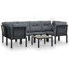 vidaXL Salon de jardin 7 pcs noir et gris r&eacute;sine tress&eacute;e