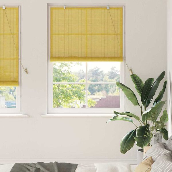 vidaXL Store enrouleur avec des rideaux Jaune 120 x 220 cm Bambou