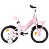 vidaXL V&eacute;lo enfant avec porte-bagages avant 14 pouces Blanc et rose