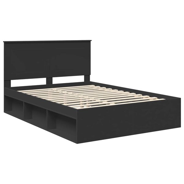 vidaXL Cadre de lit Noir 140 x 200 cm Bois de pin massif