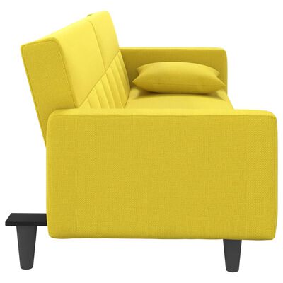 vidaXL Canapé-lit avec coussins jaune clair tissu