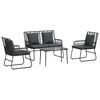 vidaXL Ensemble de meubles de jardin 4 pc Noir et anthracite polyrotin