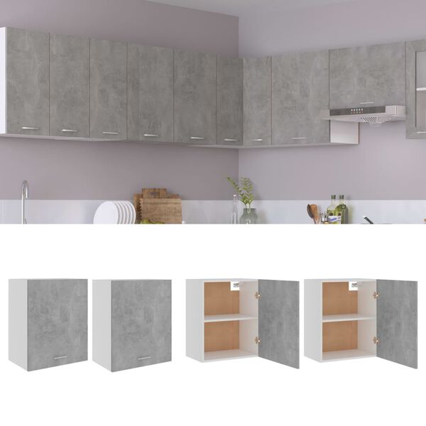 vidaXL Armoires suspendues 2 pi&egrave;ces "Lyon" Gris b&eacute;ton 50 x 31 x 60 cm Bois d'ing&eacute;nierie