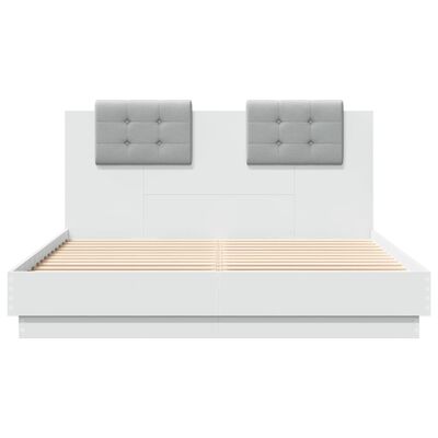 vidaXL Cadre de lit avec tête de lit blanc 140x200cm bois d'ingénierie