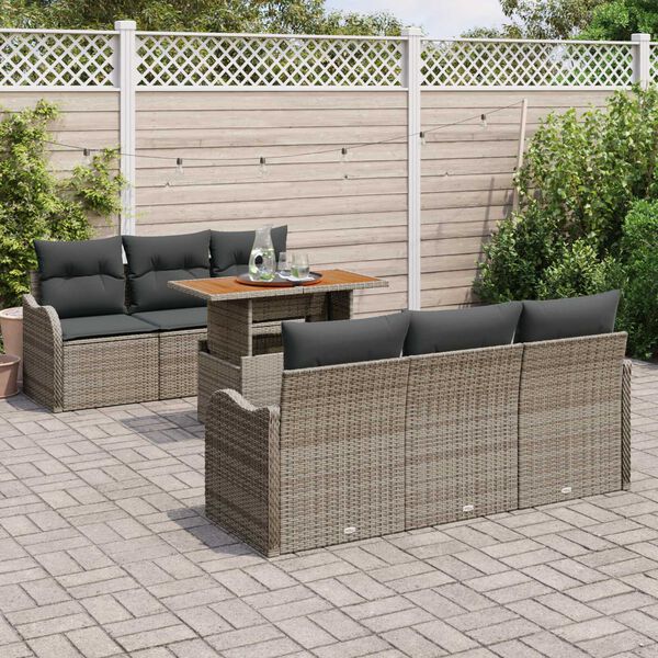 vidaXL Ensemble de canapé de jardin 7 pcs Gris Poly rotin