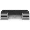 vidaXL Salon de jardin 6 pcs avec coussins Gris Bois de pin massif