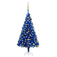 vidaXL Arbre de Noël artificiel pré-éclairé et boules bleu 120 cm PVC