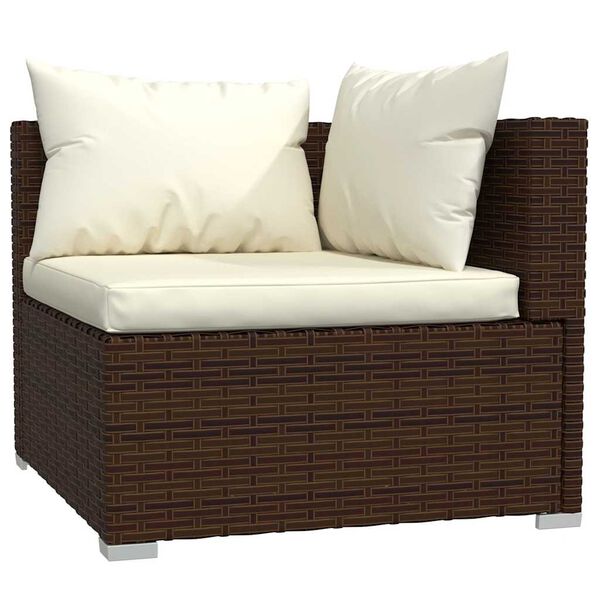 vidaXL Salon de jardin 8 pcs avec coussins R&eacute;sine tress&eacute;e Marron