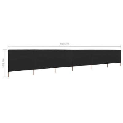 vidaXL Paravent 6 panneaux Tissu 800 x 160 cm Noir