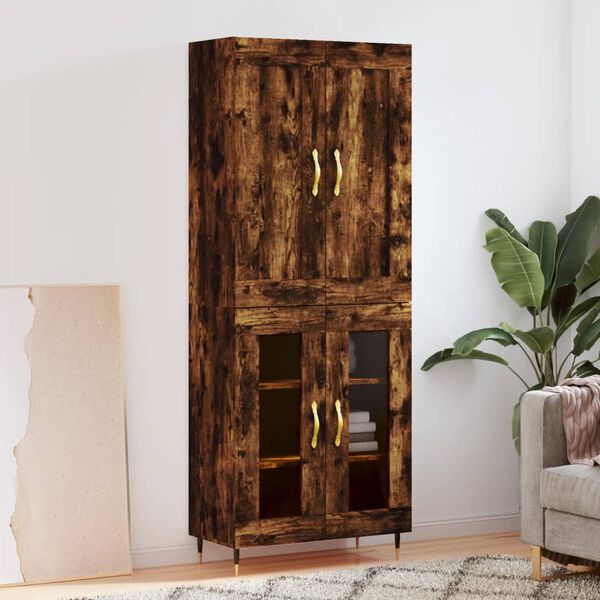 vidaXL Buffet haut Ch&ecirc;ne fum&eacute; 69,5x34x180 cm Bois d'ing&eacute;nierie