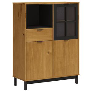 vidaXL Buffet avec porte vitr&eacute;e FLAM 92x40x122,5 cm bois massif de pin
